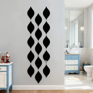 10 piece set, black water droplet mirror wall sticker, Waterproof wall sticker, detachable 3D acrylic wall sticker, DIY decorative sticker with adhesive backing, suitable for home decor, Stickers Mirror, Decoration Items