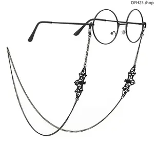Unisex 75cm Hollow Copper Bat Beads Linked Chain Eyeglasses Strap, Practical Neck Hanging Eyewear Retainer, Universal Accessory For Daily Glasses And Sunglasses, Anti Slip Portable Eyewear Fixing Lanyard For Outdoor Casual Daily Use