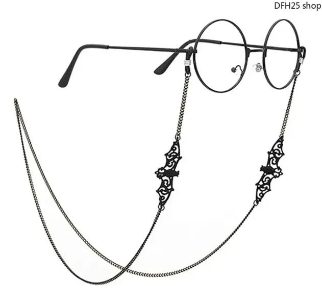 Unisex 75cm Hollow Copper Bat Beads Linked Chain Eyeglasses Strap, Practical Neck Hanging Eyewear Retainer, Universal Accessory For Daily Glasses And Sunglasses, Anti Slip Portable Eyewear Fixing Lanyard For Outdoor Casual Daily Use