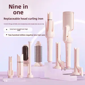 Home Essentials Fully Automatic Curling Iron Multifunctional Hair Curler Negative Ion Multifunctional Hair Straightener with Interchangeable Heads Teen Girl Gifts