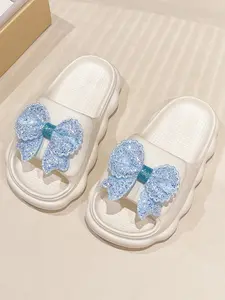 New Bow Sandals, Cute Cartoon Slippers, Soft Sole Comfort Home Shoes, Outdoor Beach Water Shoes, Princess Style Kids Footwear