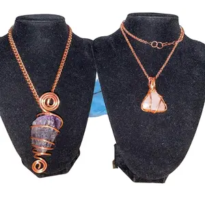 Amethyst copper Necklace and Rose Quartz Copper Necklace for Women