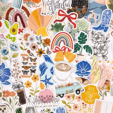 Cute 3.5x3.5 Inches Scrapbook Decals - 50-Piece Durable Vinyl Pack for $25, Replaceable DIY Stickers for Cars & Bottles, Scrapbooking & Stamping DIY Supplies (Toys & Hobbies)