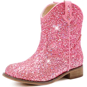 Toddler Girls Cowgirl Boots Glitter Toddler Cowboy Boot Ankle Girls Boots Little Kids Horse Riding Shoes Party Birthday