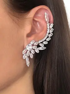 Fashionable Elegant Rhinestone Decorated Leaf Design Ear Cuff, Fashion Jewelry for Party, Daily Clothing Decor, Trendy All-match & Exquisite Jewelry for Birthday Gift