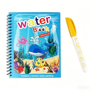 Magic Reusable Water Doodle Book for Kids, Mess-Free Coloring Pad with Water Pen, Educational Montessori Toy for Toddlers 3+, Art Supplies