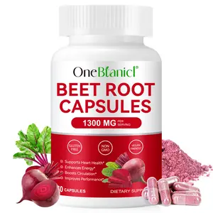 OneBtanicl Beet Root Capsules, 1300mg Per Serving, Beetroot Powder Supports Blood Pressure, Athletic Performance, Digestive, Immune System, 60 Capsules, 30-Day Supply