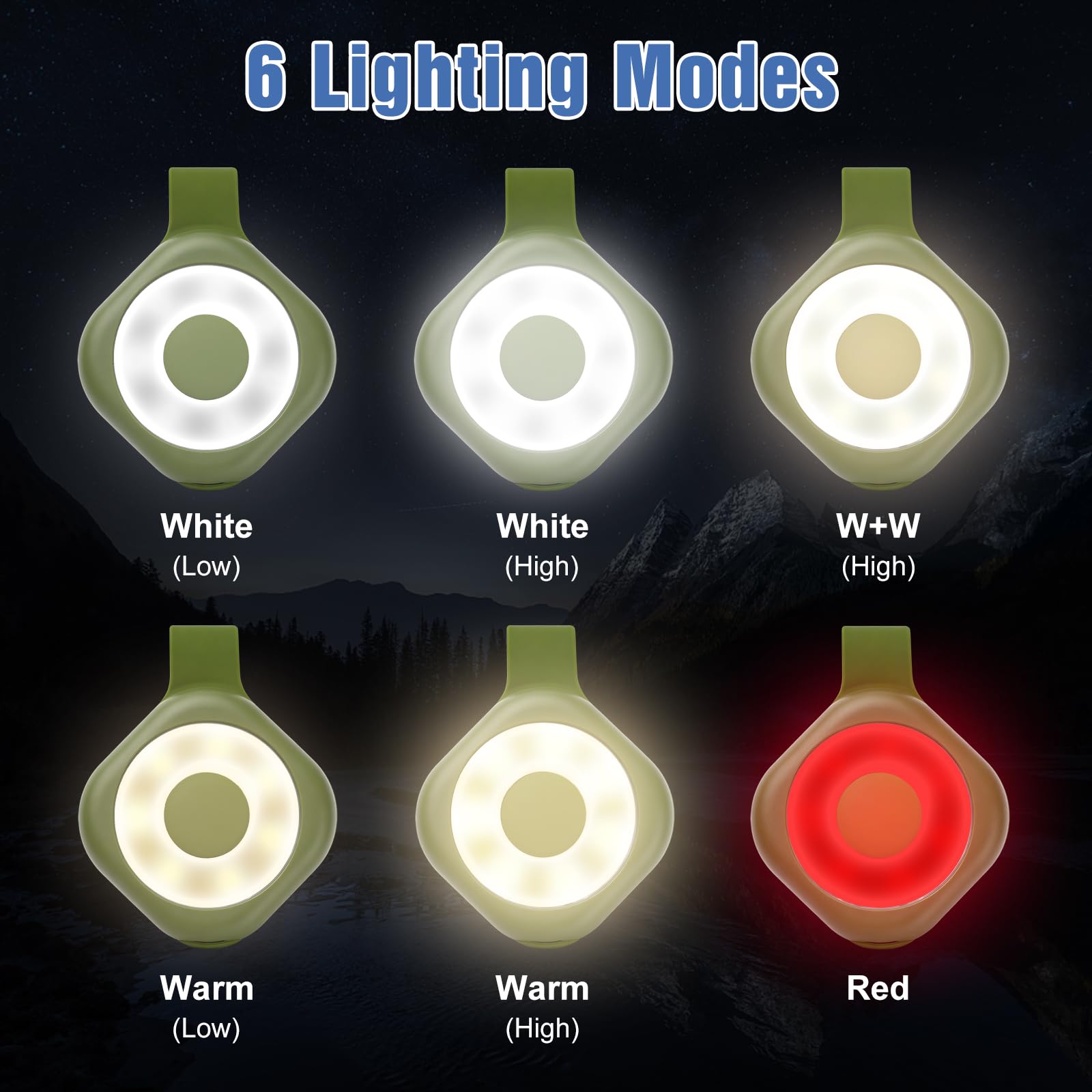 【Summer Survivals】Rechargeable Magnetic Clip-On LED Work Light - Hands-Free Flashlight with 6 Brightness Levels, 3 Color Modes -LED Decoration Lampfor Automotive Car Repair, Camping Use Summerfinds(Green), Car Accessories, Back to School Shopping