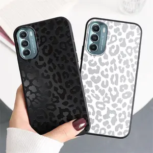 2 Pack Cute Cheetah Print for Motorola Moto G Stylus 5G(2022)6.8" Phone Case,Leopard Pattern Design Cases Soft Silicone Slim TPU Shockproof Protective Bumper Cover for Women Girls-Black & White