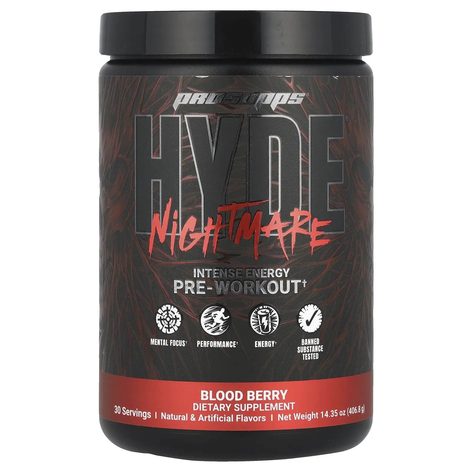 ProSupps HYDE® Nightmare, Intense Energy Pre-Workout, Blood Berry, 14.35 oz (406.8 g)