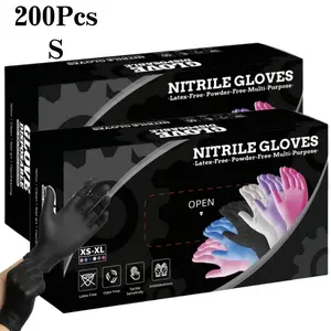 200 Pcs S-size disposable gloves, made of a nitrile blend, powder-free, latex-free, slip-resistant, and oil-resistant; suitable for machinery maintenance, cleaning, and beauty services