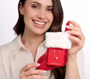 Diamonique Necklace & Stud Earrings Boxed Set, Sterling Silver