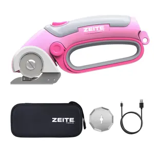 ZEITE 4V Cordless Electric Scissors Cardboard Cutter, 260 RPM Fast Cutting, USB Charging w/Storage Box & 2 Blades,Pink , Ideal Gift for Dad & DIY Lovers (Cardboard, Leather,Carpet, Boxes, Plastic)