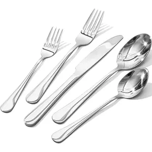 60- Silverware Set for 12,  18/10 Stainless Steel Flatware, Quality Heavy Duty Cutlery Utensils, Mirror Polished Dishwasher Safe Silverware for  Wedding Housewarming  -