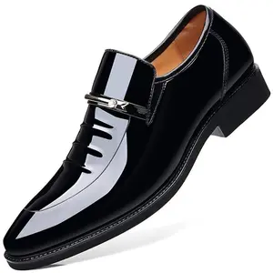 Men’s Formal Business Oxford Dress Shoes – High-Gloss Patent Leather Slip-On Loafers, Comfortable