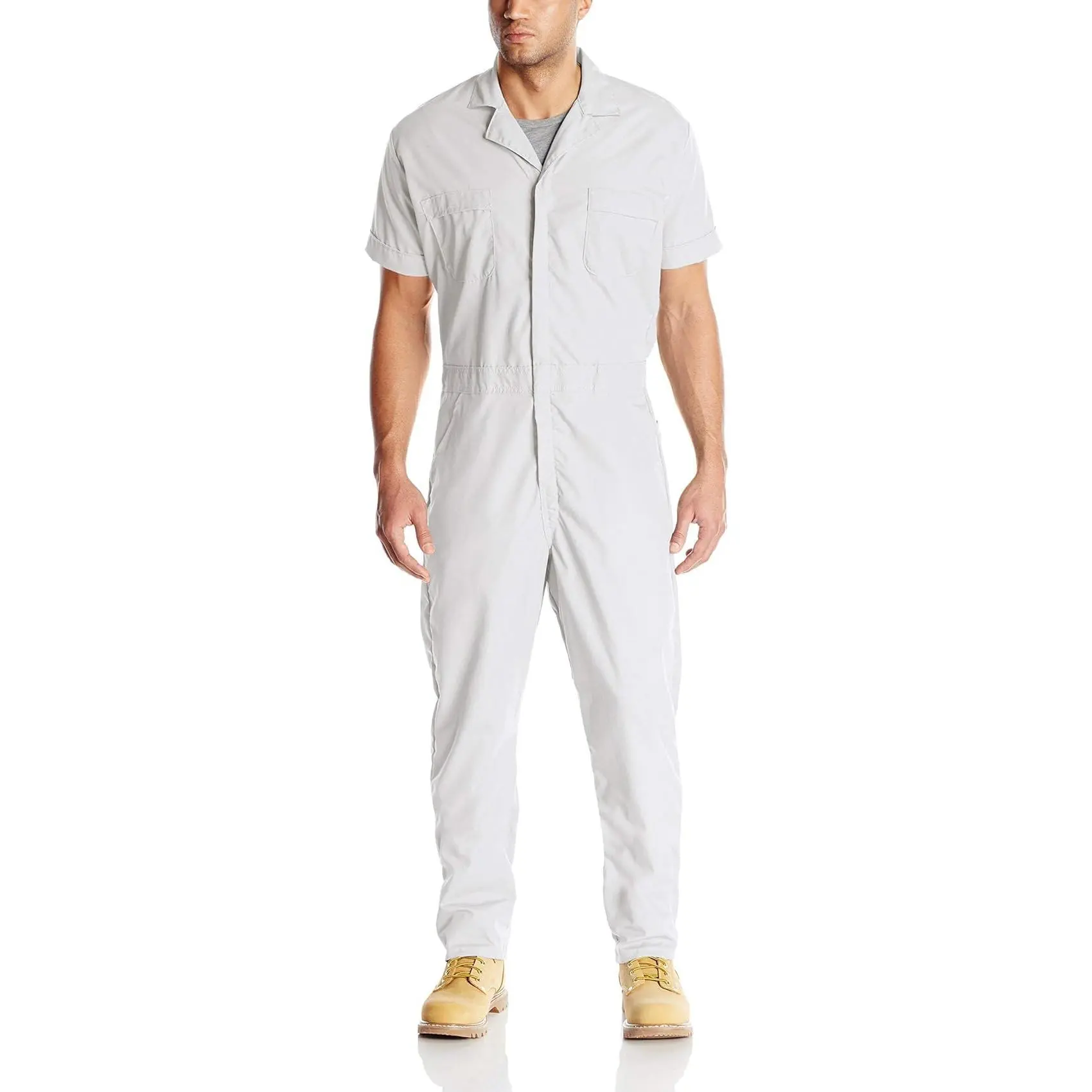 Red Kap Speedsuit for Men, Breathable Short Sleeve Work Uniform with ZeroSkratch Tech, Action-Back Pleats & Pockets, Uniforms, Menswear, Elastic, Button, Wrinkle Resistant, Two (2) Patch Hip Pockets