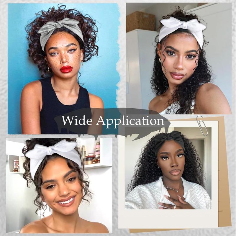 3Pack Black,Gray,White Bow Headbands for Women Boho Wide Head Bands for Women's Hair Christmas Non Slip Elastic Hair Bands Soft Headwraps Workout Yoga Turban Hair Accessories