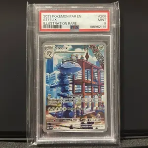 2023 Pokemon SV Paradox Rift Steelix Illustration Rare #208/182 PSA 9 Mint Condition Trading Card