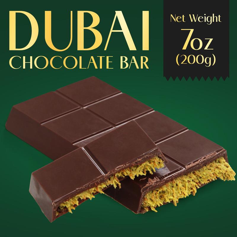 Luvé Dubai Milk Chocolate Bar 7oz Pack of Kunafa Pistachio Chocolate Bar Premium Flavor Crafted for Chocolate Lovers Dessert Snack Ideal for Birthdays or Corporate Gifting