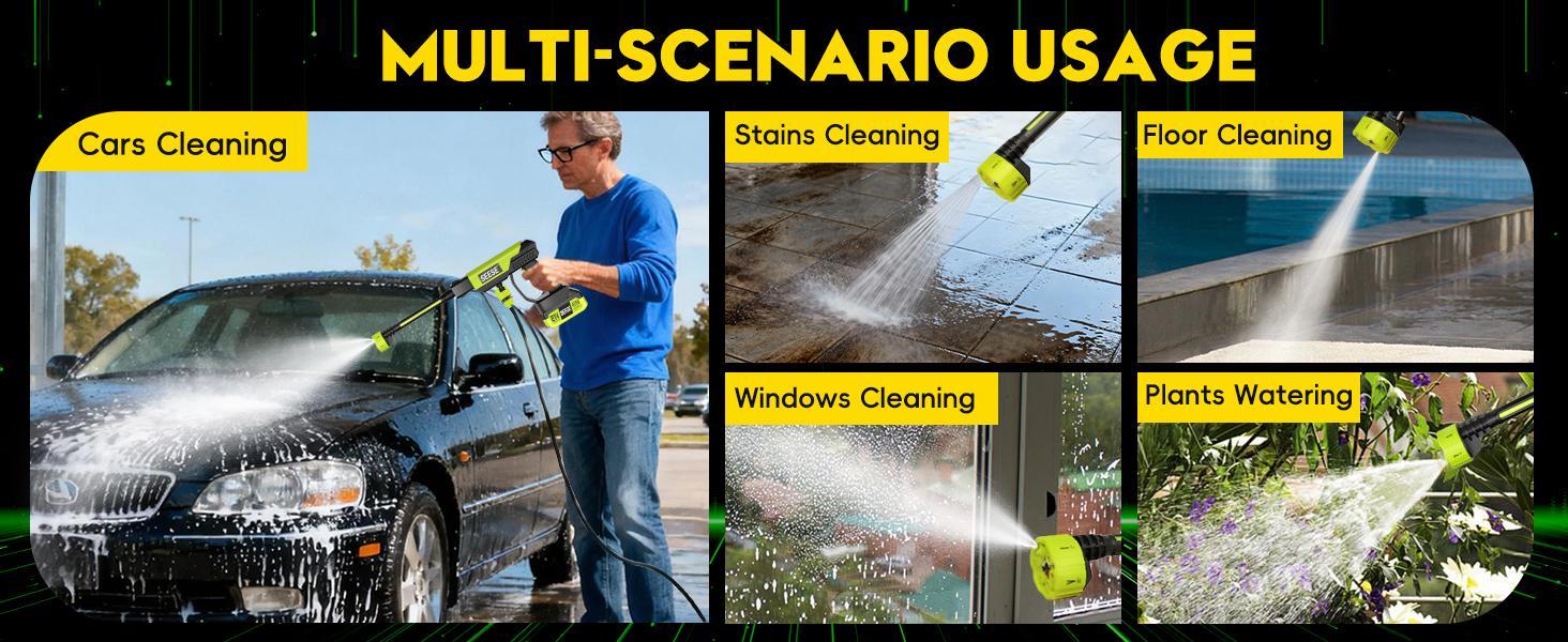 SEESE 21V Cordless Car Washing Bundle with 1000 PSI Pressure Washer & 1000G Turbo Leaf Blower Combo Kit for Car Wash + Drying, Patio & Garden Cleaning