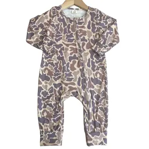 baby boy clothes brown camo romper zipper boy winter pajamas baby hunting clothes