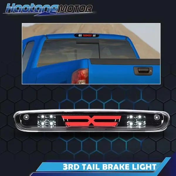 CROSSDESIGN Smoked Polycarbonate 1pc LED 3rd Brake Cargo Tail Light - Low Power LED Lights Car Accessory for 2007-2014 Chevy Silverado 1500/2500/3500, GMC Sierra 1500/2500/3500, Truck Mods, Car Lighting, Brighter