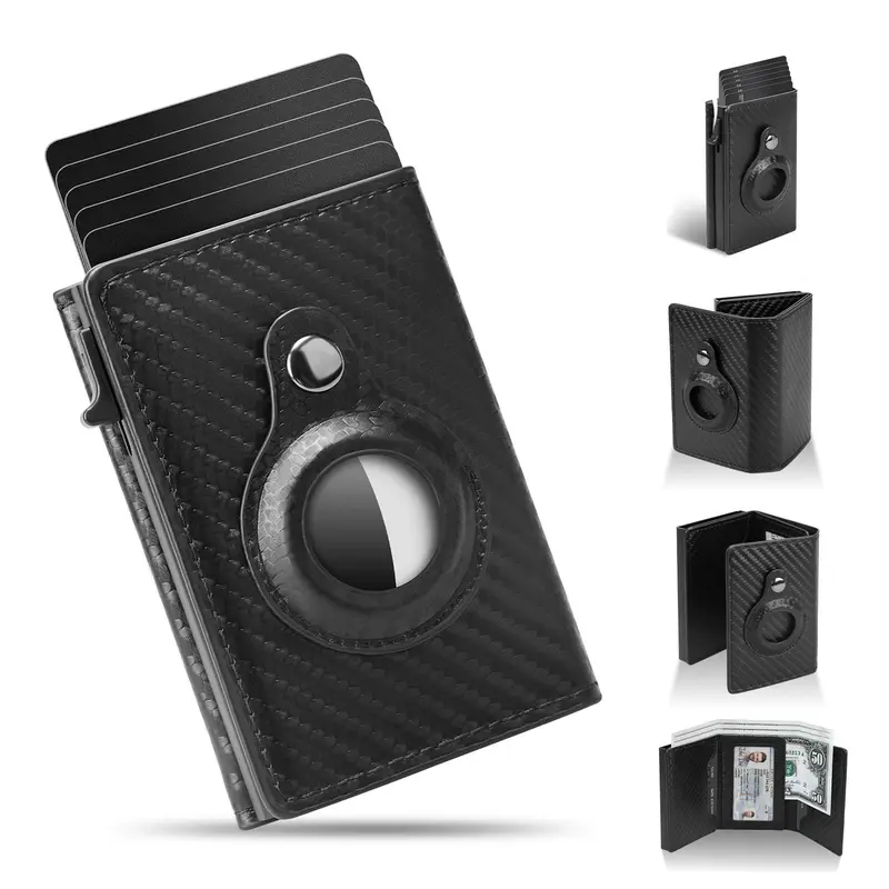 Mens Smart Wallet Card Holder Leather Slim Minimalist 9-14 Card Capacity ID Window Cash Slot RFID Blocking Protection Gift for Husband Valentine's Day