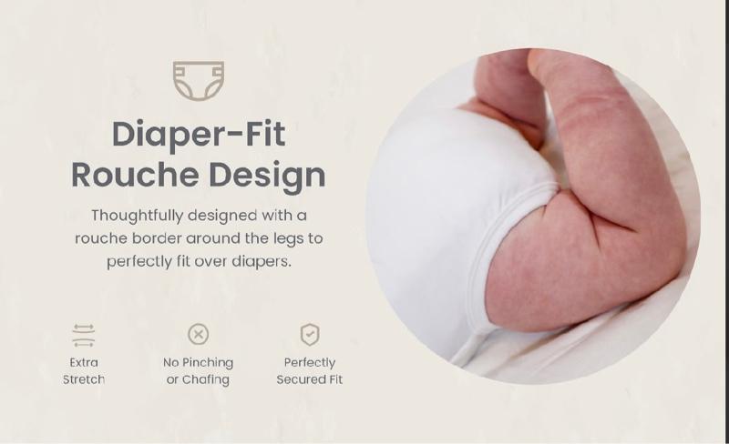 Scandinavian Designed Baby Bodysuit Long-Sleeve Unisex 100% Organic Cotton with Double Snap Room-to-Grow Feature, White, 100% Organic Cotton