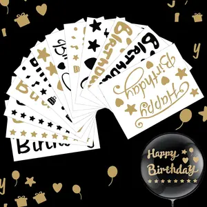 12 Pcs Happy Birthday Balloon Stickers – PVC Letter Decals for Bobo Balloons, DIY Party Decorations for Birthday, Wedding, Mother’s Day (Classic Style)