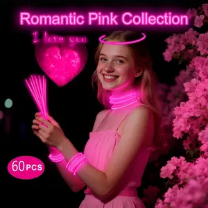 60pcs Glow Party Supplies, Party Favors, Multicolor Neon Fluorescent Sticks for DIY Necklaces & Bracelets, Ideal for Birthday Wedding Halloween Christmas Decor
