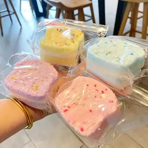 Multi-Color Sugar Crumb Decorated Toast Bread Squishy Toy, Soft and Chewy Stress Relief Toy, Portable and Convenient, Perfect Gift for Holidays