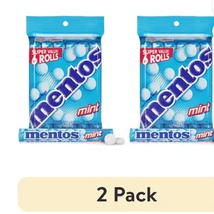 (2 pack) Mentos Peppermint Chewy Mint Candy Roll, 1.32 oz, pack of 6