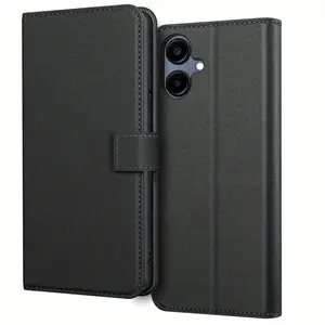 For Samsung Galaxy A06 4G/5G Case With Kickstand PU Leather Card Slot Black Wallet Flip Protective Smartphone Phone Case Cover, Casing