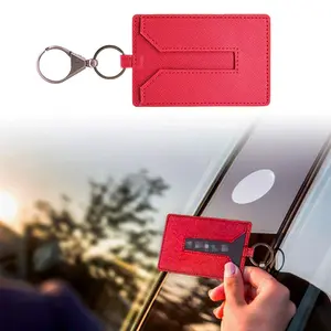 Red Leather Protector Cover Key Card | Tesla Model 3 & Y