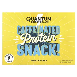 Quantum Energy Square Caffeinated Protein Snack, Variety , 8 Squares, 1.69 oz (48 g) Each