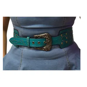 Jade Gator Genuine Leather Studded Belt