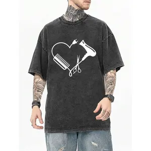 Stylish Barber-Themed Men's Tee – Heart-Shaped Barbershop Design, Lightweight Summer Short Sleeve Shirt