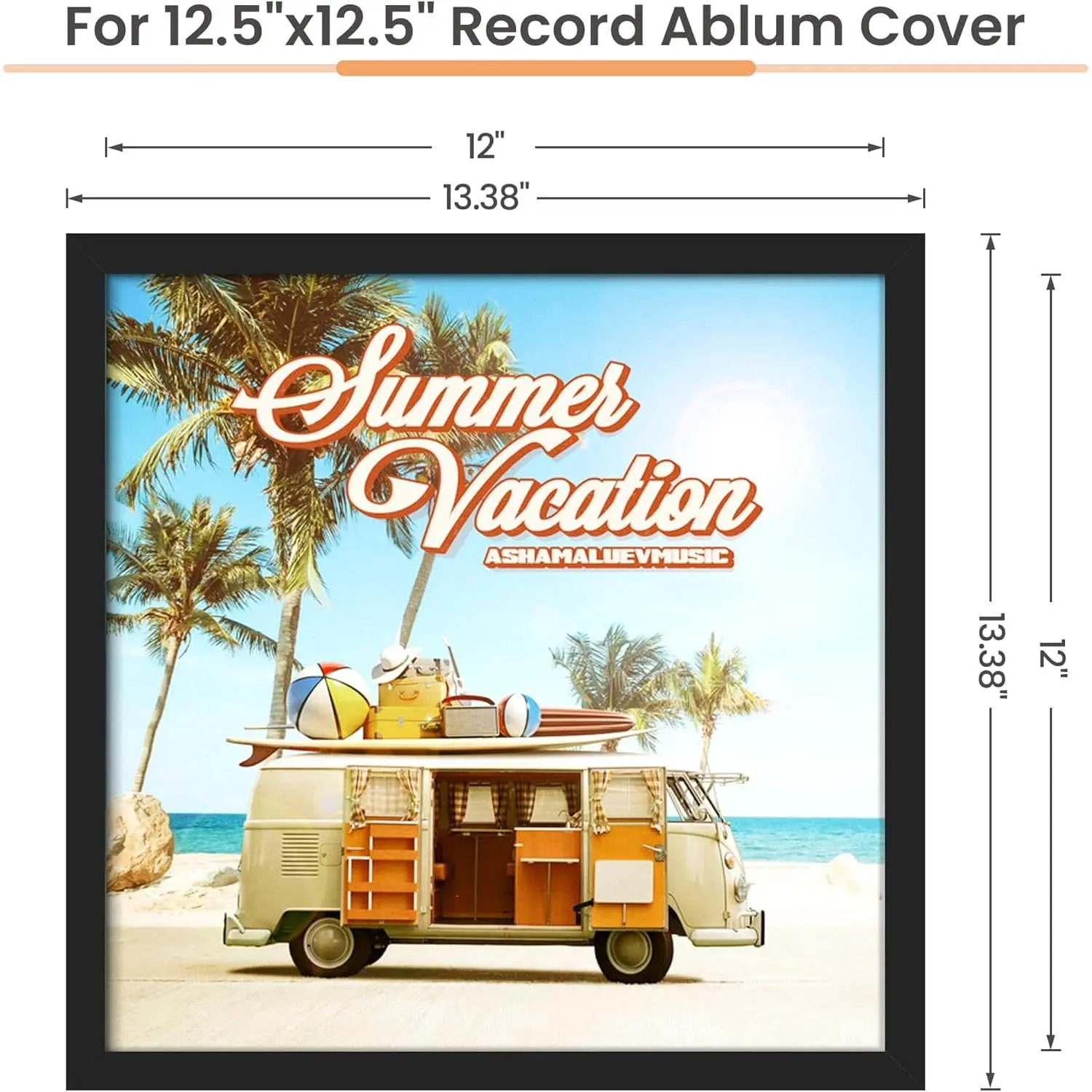 UPSIMPLES 4-Pack Classic Square Matte Wood Fiber Flat Record Frames - 12.5x12.5 in, 12-inch Album Cover Mount, Musical Indoors Wall Display, Multiple Home Decor Wall Mount (Black), Flat Frame