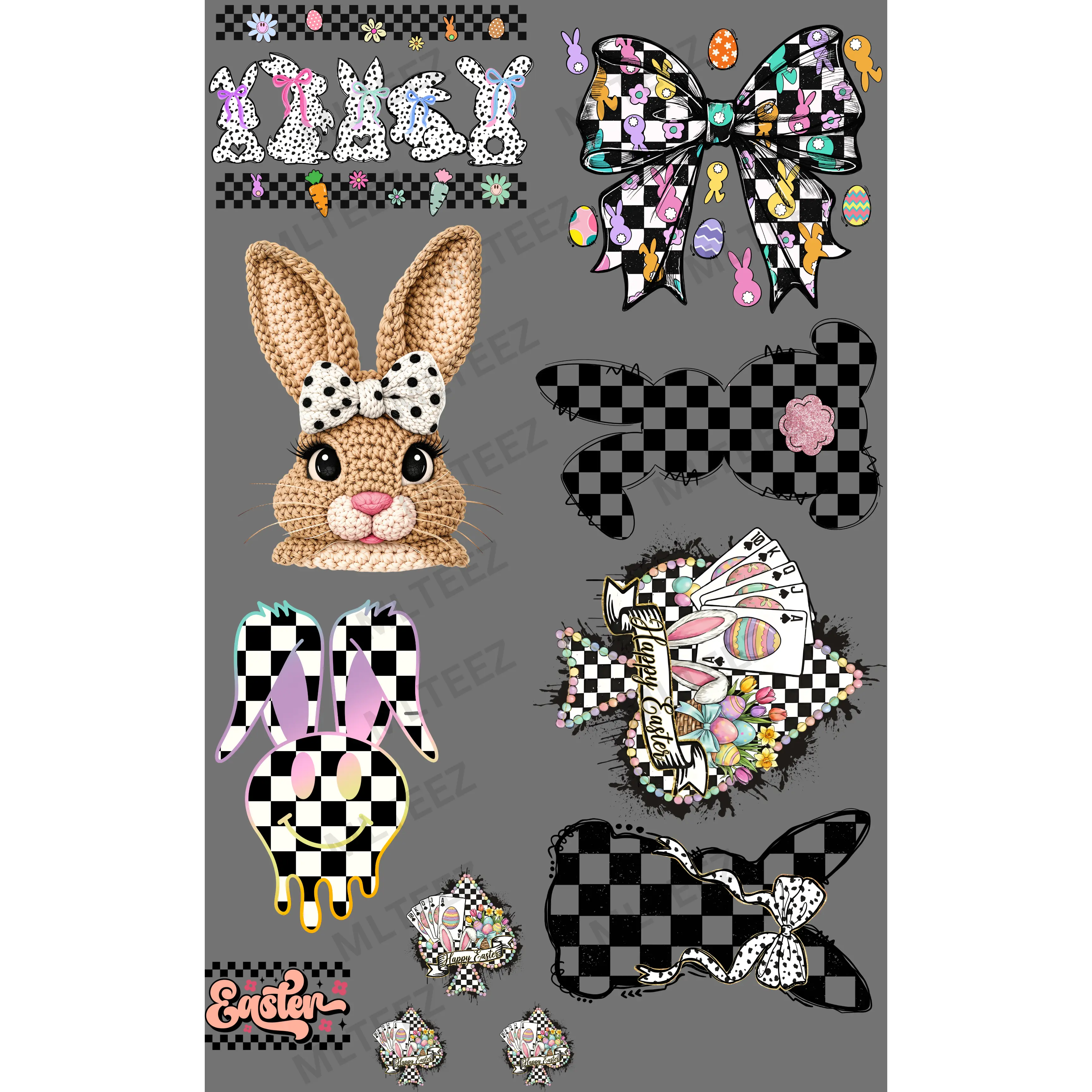 HAPPY EASTER (3) PREMADE GANGSHEET - 22X36 DTF TRANSFERS - DIRECT TO FILM