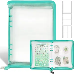Sticker Organizer Binder Sticker Storage Album A5 Sticker Book Collecting Album for Collecting Sticker  Sticker Keeper Holder Book for Adult with Pockets and Zipper (Cyan)