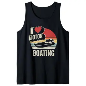 Vintage Retro I Love Motor Boating Funny Boater Tank Top, Unisex Tank Top