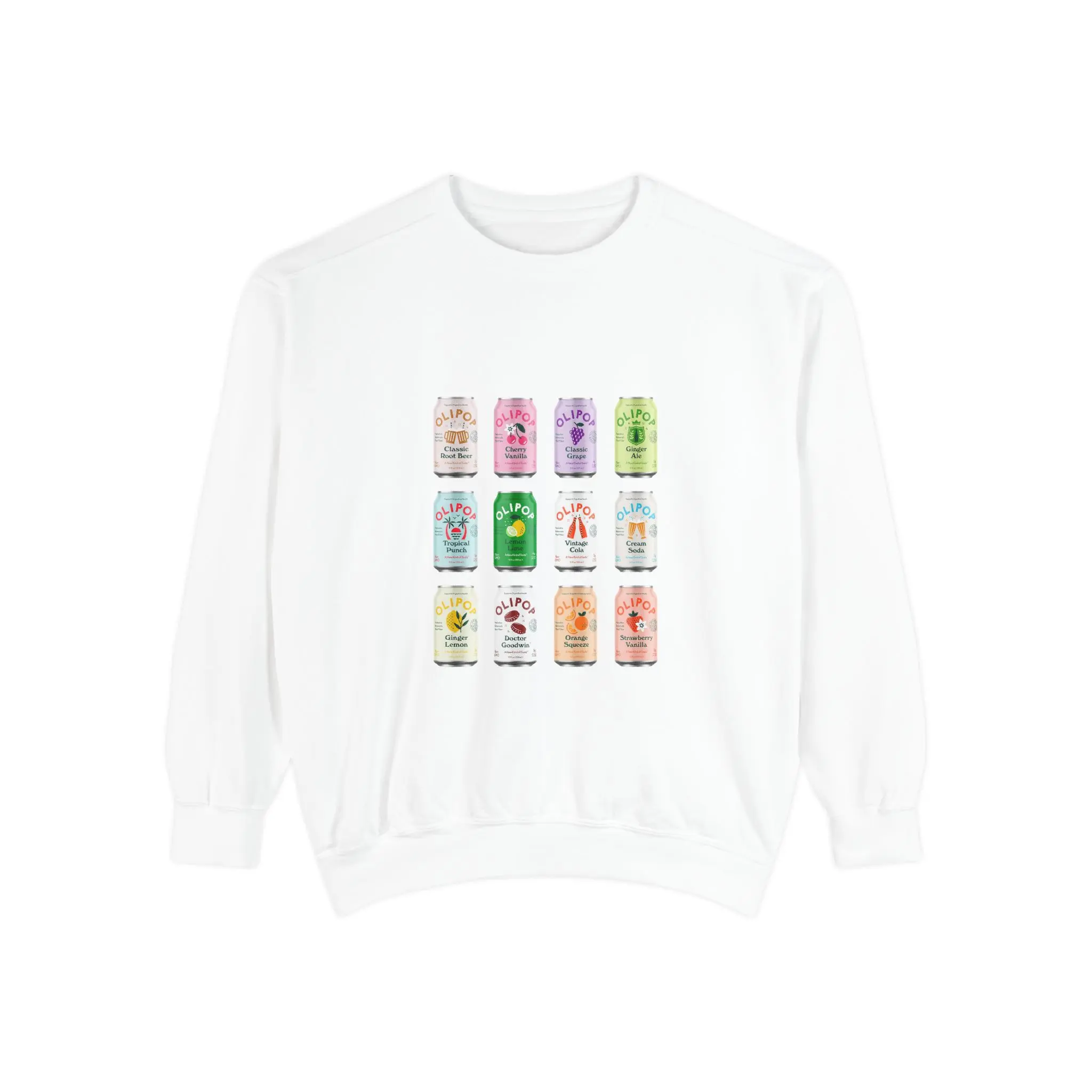 Olipop Soda Flavors Unisex Sweatshirt, Trendy Girls Healthy Soda Lover Gift, Pullover Top, Olipop Brand Merch, Gift for Soda Fanatics,
