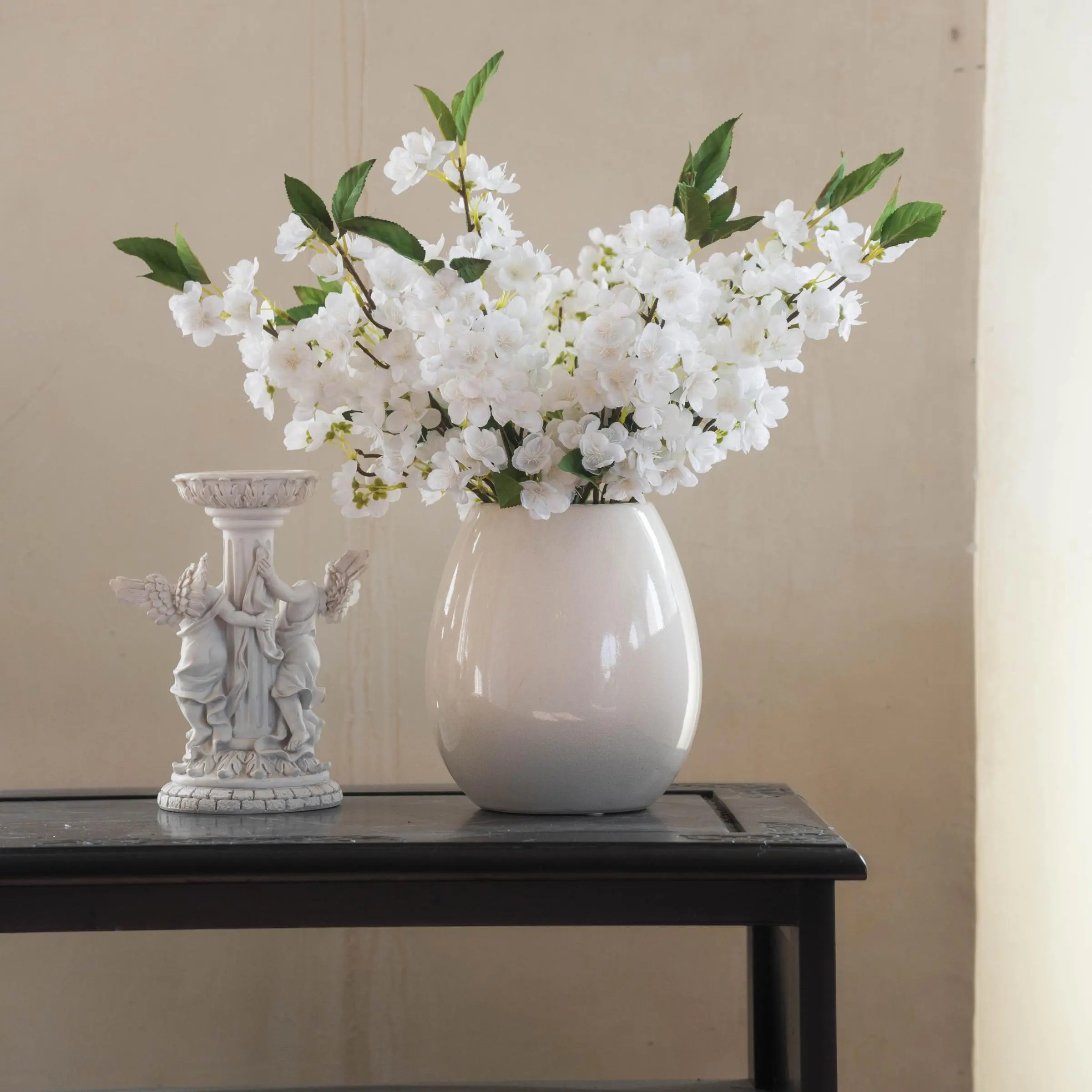 Artificial Peach Blossom, 4 Counts Faux Peach Blossom with Vase, Decorative Flower, Artificial Flower Decoration, for Home Living Room Bedroom Dining Room Wedding Party, Indoor Plants, Table Decor, Flowers Bouquet, Garden Ornaments, Fake Blossom Plants