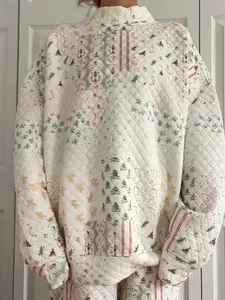 Christmas Holiday Quilted Mockneck Sweatshirt