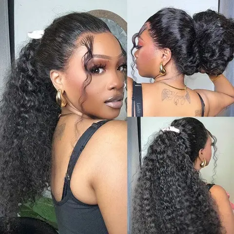 Cynosure Natural Wavy 360 HD Lace Front Wig, 220% Density Human Hair, Pre-Plucked, Pre-Bleached, Hidden Strap, Affordable Women's 360 Lace Frontal Wig, Natural Wavy Wig