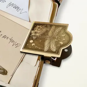 Journal Clip  Dragonfly and Moon Phase Metal Travelers Notebook Clip, Decorative Heavy Duty Brass Journal Page Holder Clips for Book, Paper, Bookmark