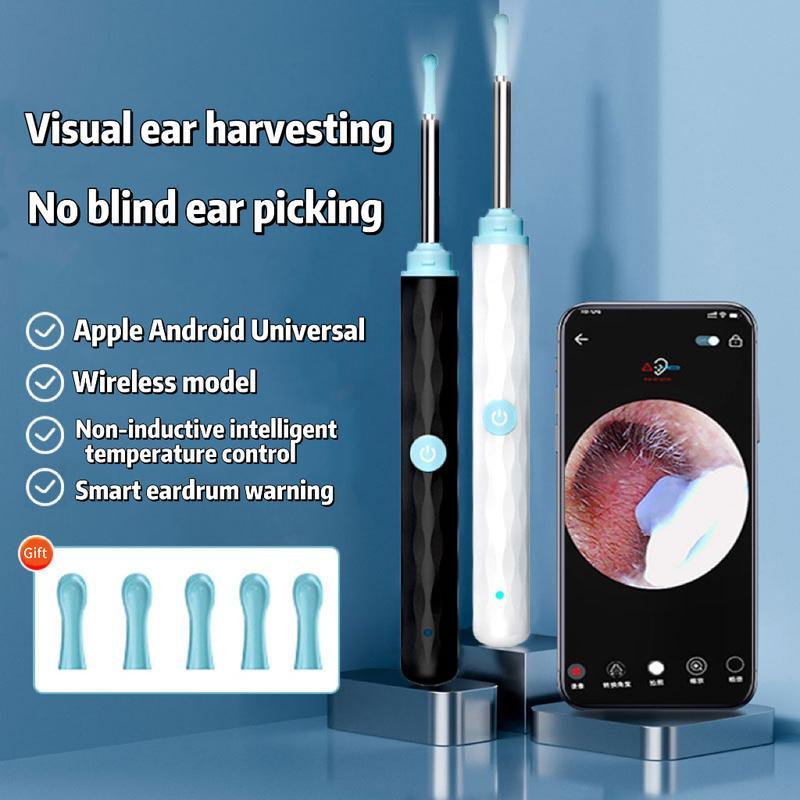 Ear Wax Removal,Ear Cleaner with HD Ear Camera,Wireless Ear Otoscope Earwax Remover Kit with 5 Ear Pick & 6 LED Lights,1080P Ear Camera with 6LED Light for Ear/Nose Examination,Ear Cleaning Tool for iOS & Android