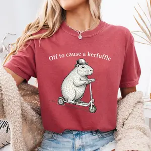 Comfort Colors Off To Cause A Kerfuffle Shirt, Funny Groundhog Scooter Shirt, Silly Animal Shirt, Mental Health Tee, Adult Humor Shirt #tshirt #tshirtoutfit #viraltee #outfitinspo #streetstyle #everydayfit