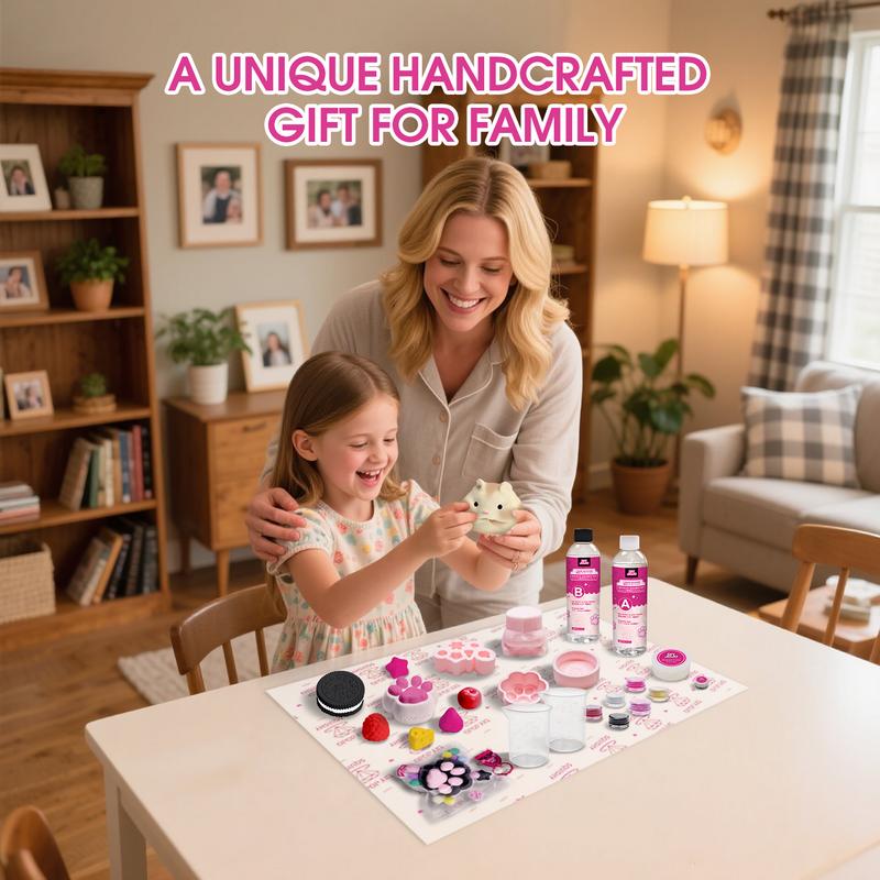 MELLAB Taba Squishy Making Kit , 18OZ Gel for creamy Fidget toy with Guided, molds: Cat Paw, Hamster, Biscuit, Strawberry, Star, Cherry, Cheese, Raspberry, Octopus Shapes,Gifts for Any Occasion