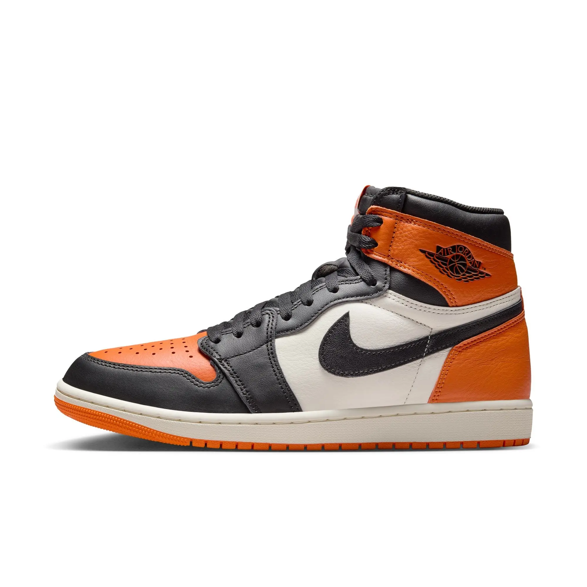Air Jordan Men's Retro 1 Genuine Leather Shoes, Lace Up Sneaker with Lightweight Cushioning, Offering Durability and Structure, Logos, Solid, All-Time Favorite, High, Casual Wear, Lightweight Foam, High-Top Lace-Up, Classic Retro, Male Shoes, Retro Look